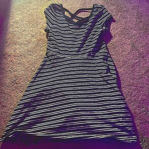 blue and white striped dress - cross on back